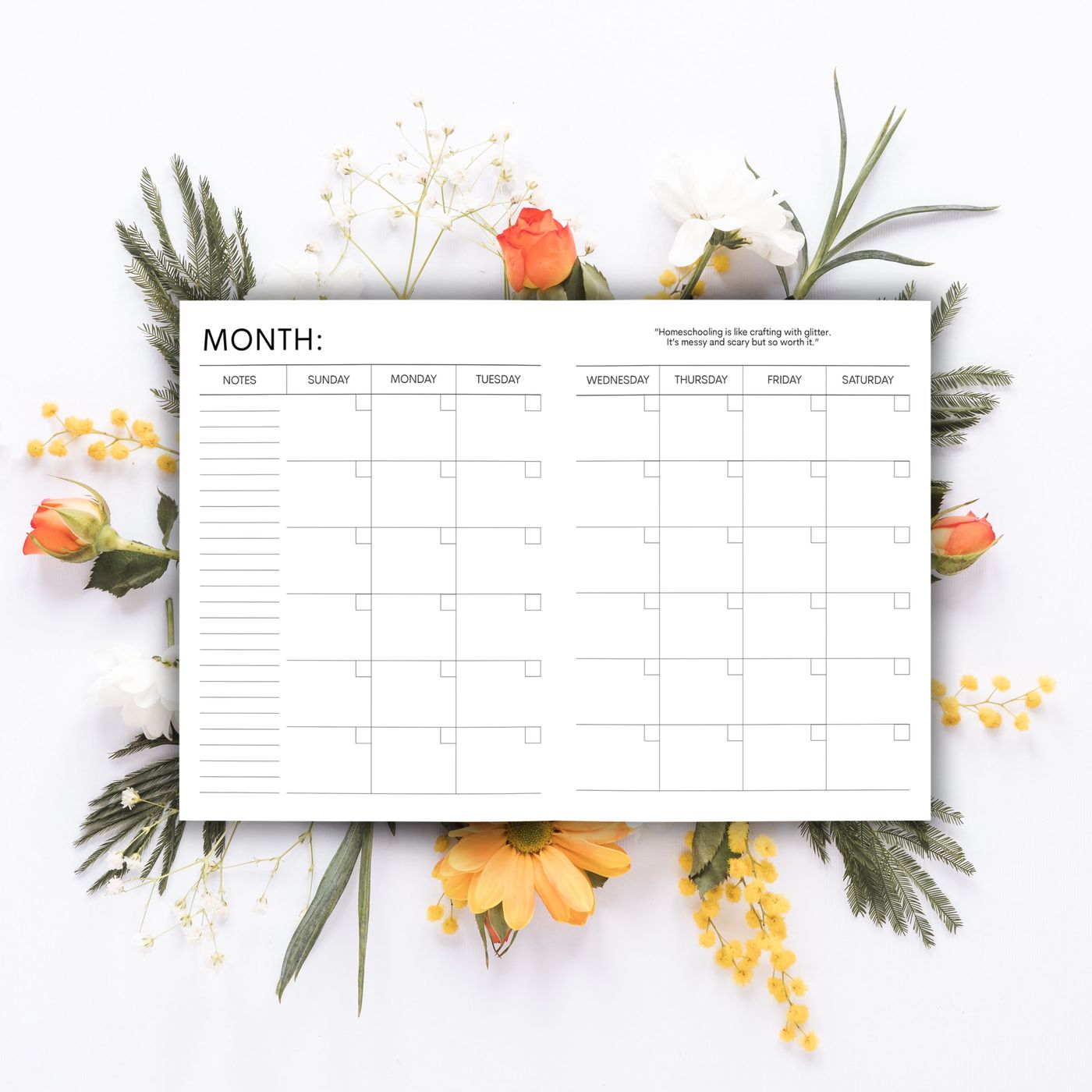Monthly calendar spread